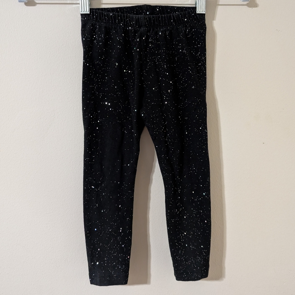 Jumping Beans Baby Girl Black White Leggings 3T Pull On Elastic Waist Cotton